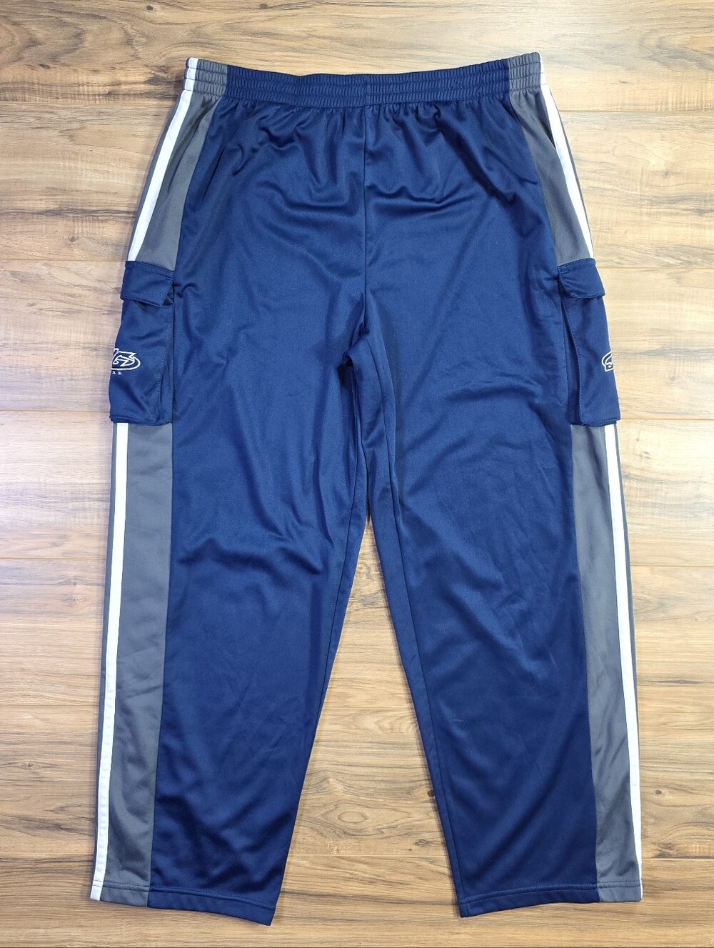 JG Gear Vintage 90s Tear Away Cargo Track Pants Navy Blue Size 36 Unisex